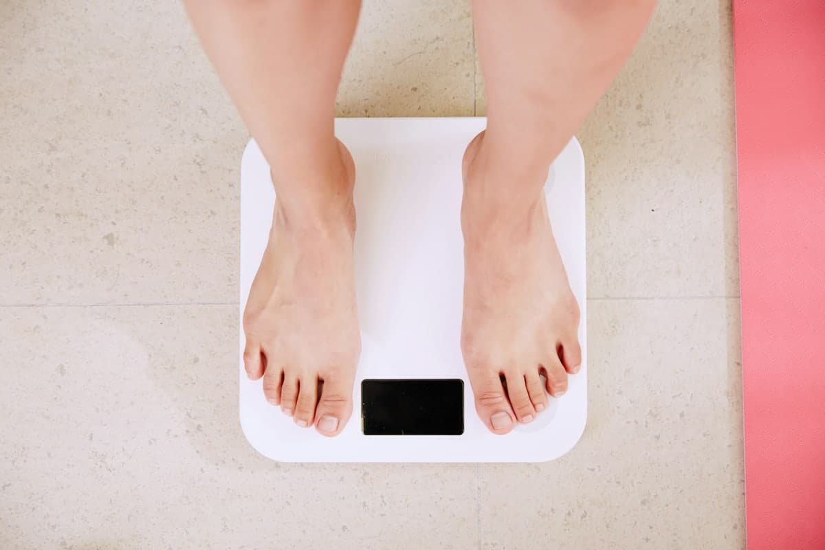 Standing on a bathroom scale